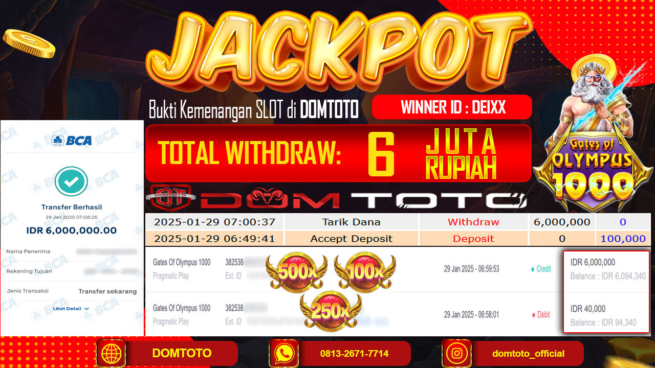 JACKPOT SLOT GATES OF OLYMPUS 1000 29 JANUARI 2025